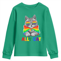 Ally Cat with Pride Cape Youth Sweatshirt Rainbow LGBTQ+ Support