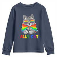 Ally Cat with Pride Cape Youth Sweatshirt Rainbow LGBTQ+ Support