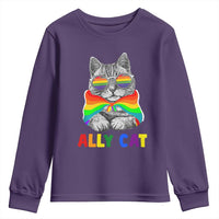 Ally Cat with Pride Cape Youth Sweatshirt Rainbow LGBTQ+ Support