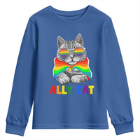 Ally Cat with Pride Cape Youth Sweatshirt Rainbow LGBTQ+ Support