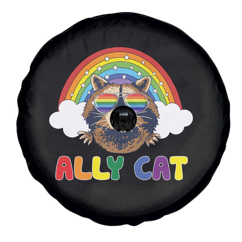 Ally Street Cat Rainbow Raccoon Spare Tire Cover Funny LGBTQ+ Pride Support