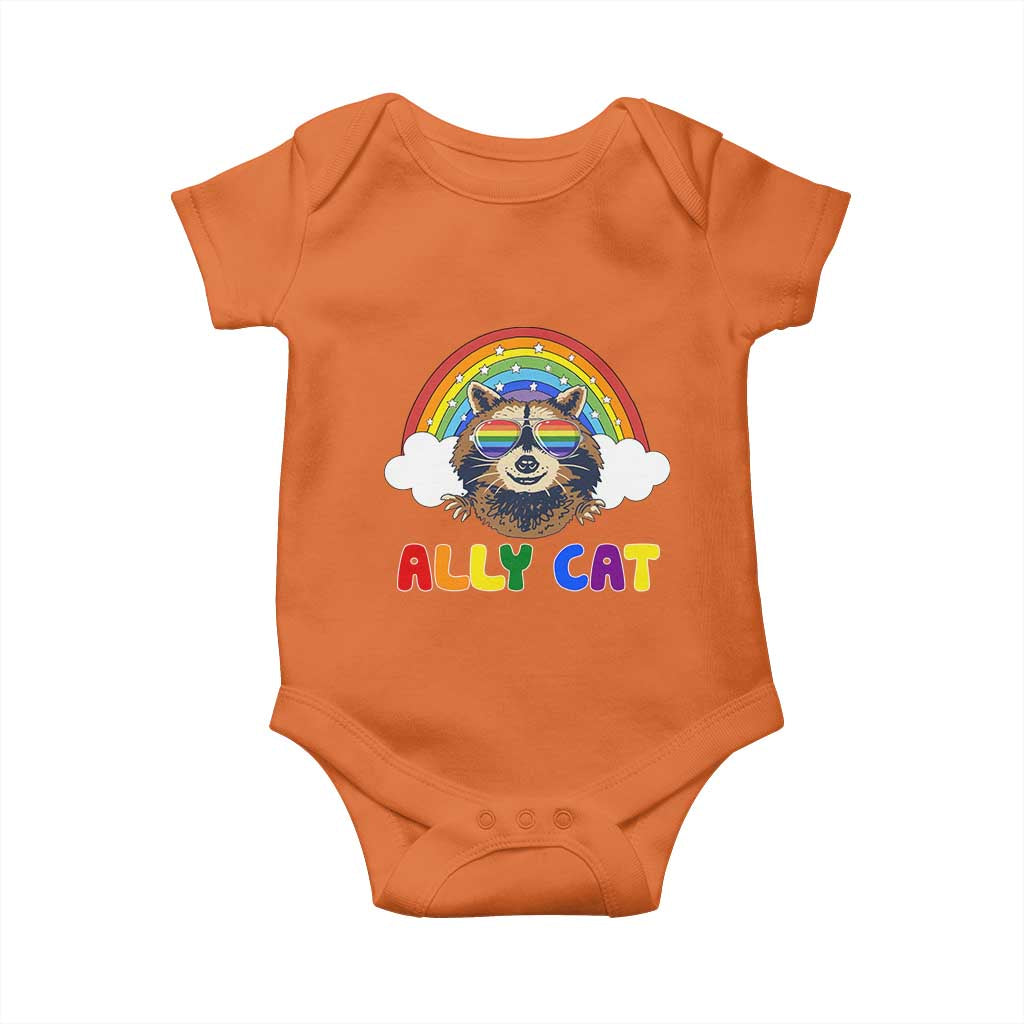 Ally Street Cat Rainbow Raccoon Baby Onesie Funny LGBTQ+ Pride Support