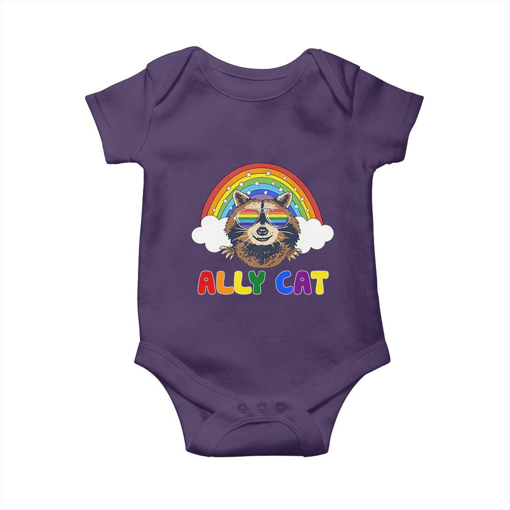 Ally Street Cat Rainbow Raccoon Baby Onesie Funny LGBTQ+ Pride Support