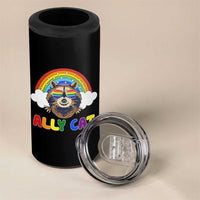 Ally Street Cat Rainbow Raccoon 4 in 1 Can Cooler Tumbler Funny LGBTQ+ Pride Support