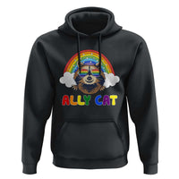 Ally Street Cat Rainbow Raccoon Hoodie Funny LGBTQ+ Pride Support