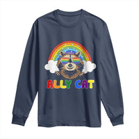 Ally Street Cat Rainbow Raccoon Long Sleeve Shirt Funny LGBTQ+ Pride Support