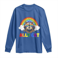 Ally Street Cat Rainbow Raccoon Long Sleeve Shirt Funny LGBTQ+ Pride Support