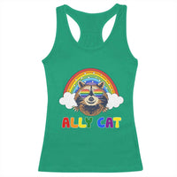 Ally Street Cat Rainbow Raccoon Racerback Tank Top Funny LGBTQ+ Pride Support