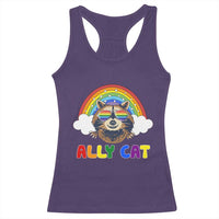 Ally Street Cat Rainbow Raccoon Racerback Tank Top Funny LGBTQ+ Pride Support