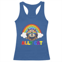 Ally Street Cat Rainbow Raccoon Racerback Tank Top Funny LGBTQ+ Pride Support
