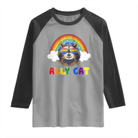 Ally Street Cat Rainbow Raccoon Raglan Shirt Funny LGBTQ+ Pride Support