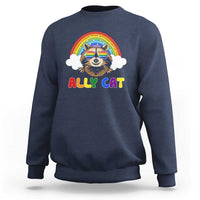 Ally Street Cat Rainbow Raccoon Sweatshirt Funny LGBTQ+ Pride Support