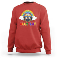 Ally Street Cat Rainbow Raccoon Sweatshirt Funny LGBTQ+ Pride Support