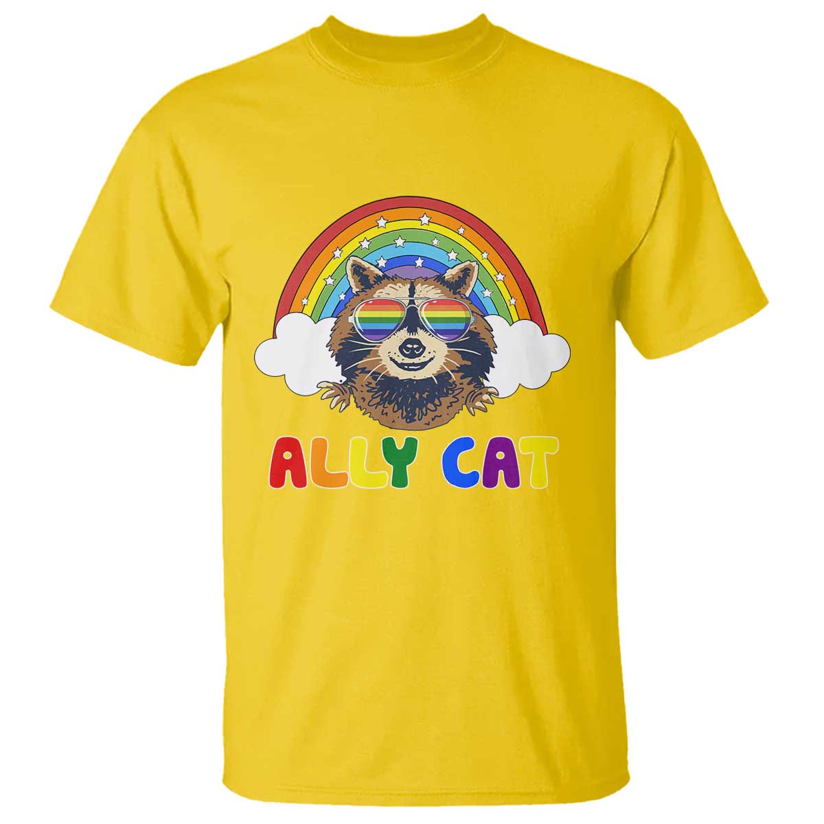 Ally Street Cat Rainbow Raccoon T Shirt Funny LGBTQ+ Pride Support