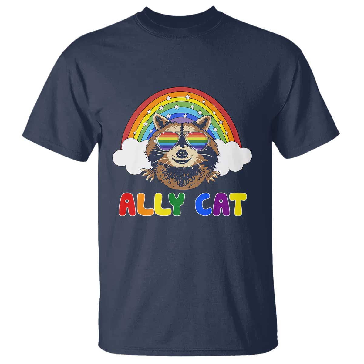 Ally Street Cat Rainbow Raccoon T Shirt Funny LGBTQ+ Pride Support