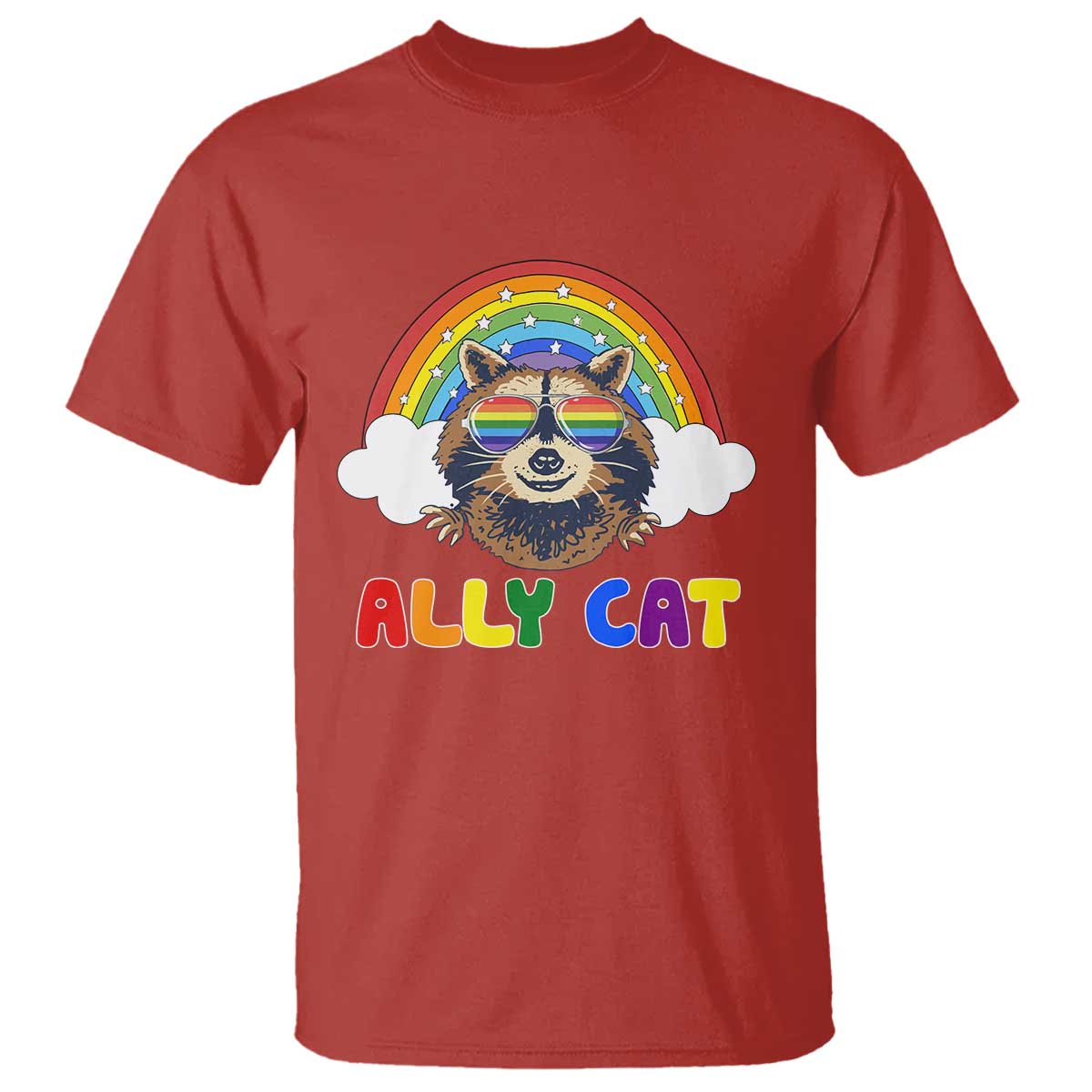 Ally Street Cat Rainbow Raccoon T Shirt Funny LGBTQ+ Pride Support