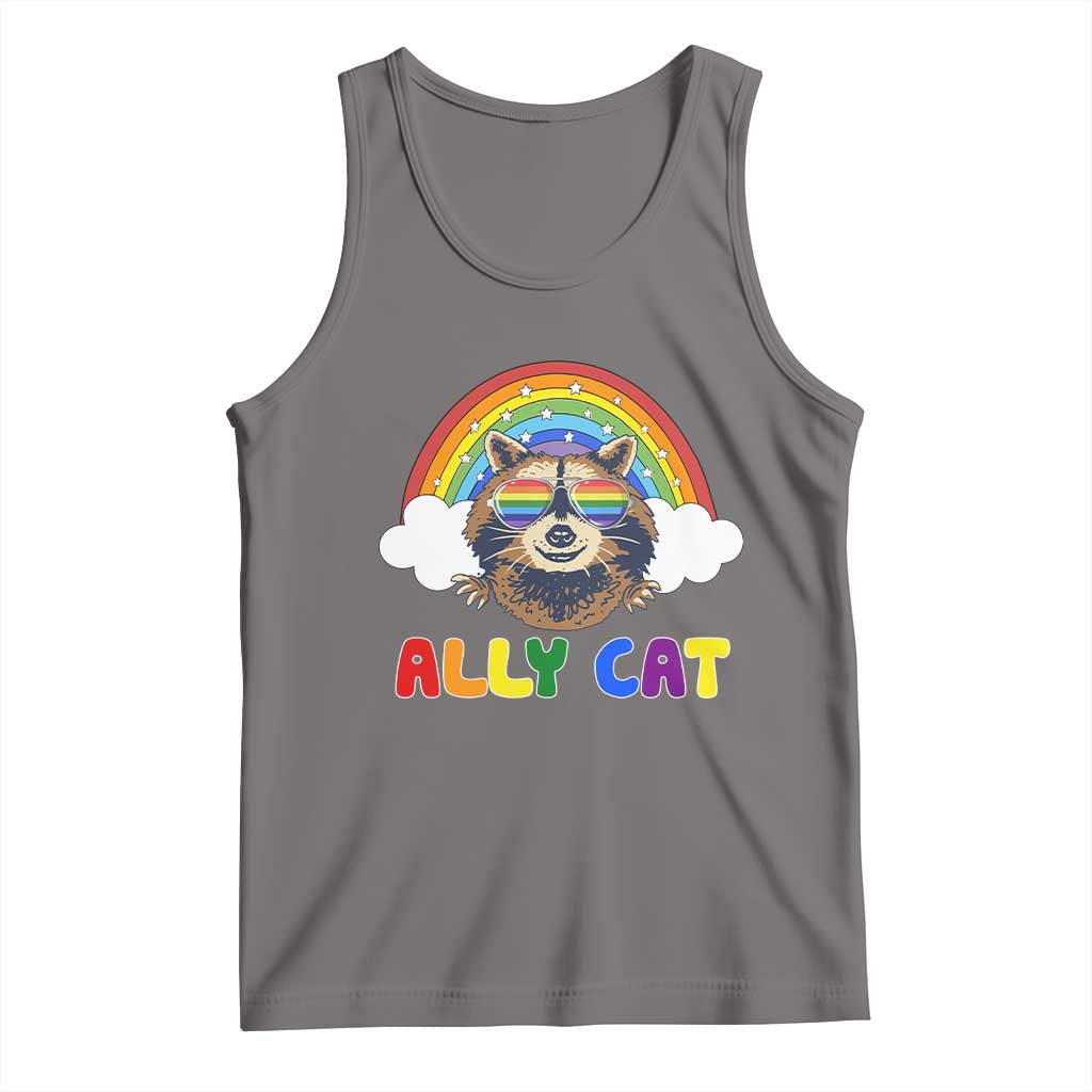 Ally Street Cat Rainbow Raccoon Tank Top Funny LGBTQ+ Pride Support