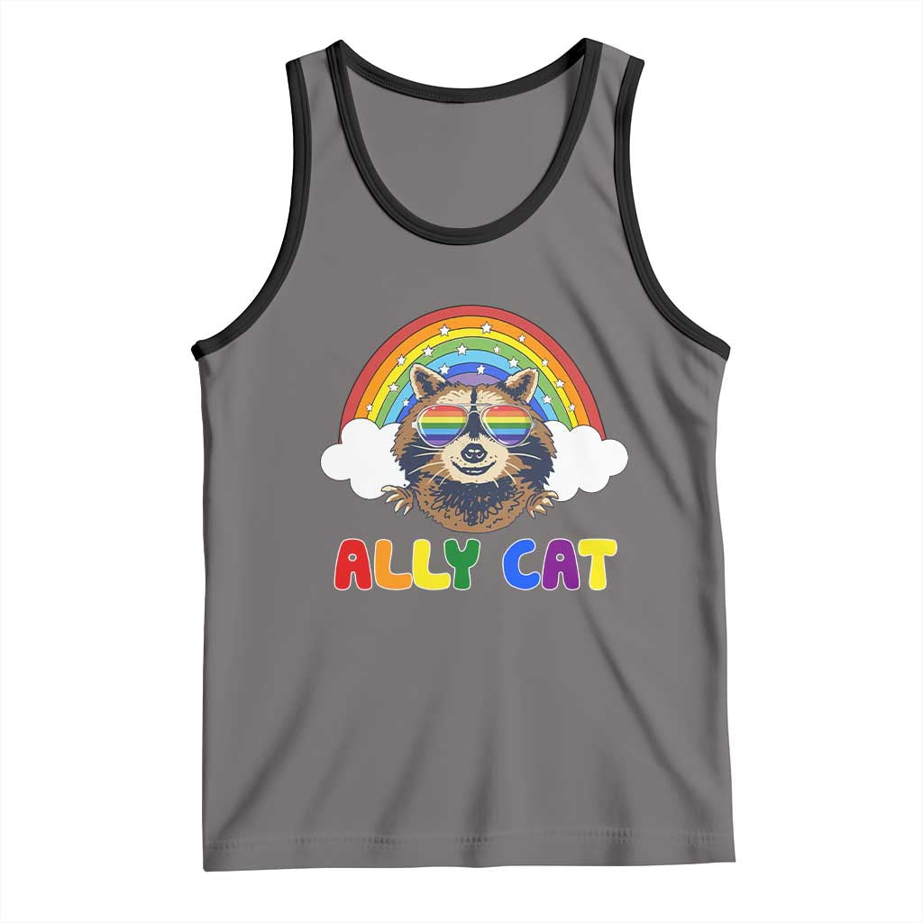 Ally Street Cat Rainbow Raccoon Tank Top Funny LGBTQ+ Pride Support