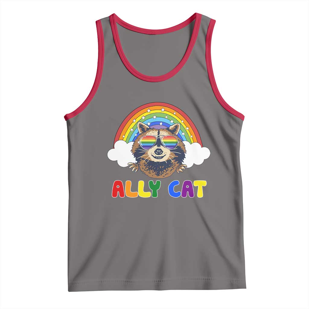 Ally Street Cat Rainbow Raccoon Tank Top Funny LGBTQ+ Pride Support