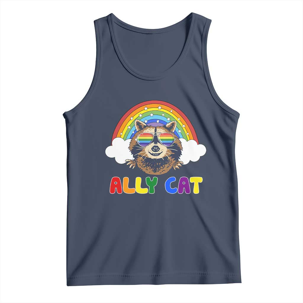 Ally Street Cat Rainbow Raccoon Tank Top Funny LGBTQ+ Pride Support
