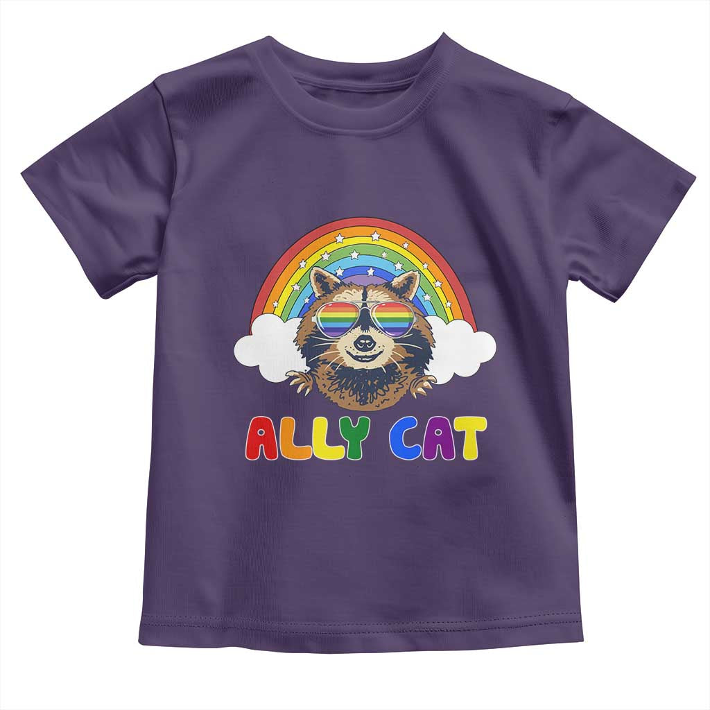 Ally Street Cat Rainbow Raccoon Toddler T Shirt Funny LGBTQ+ Pride Support