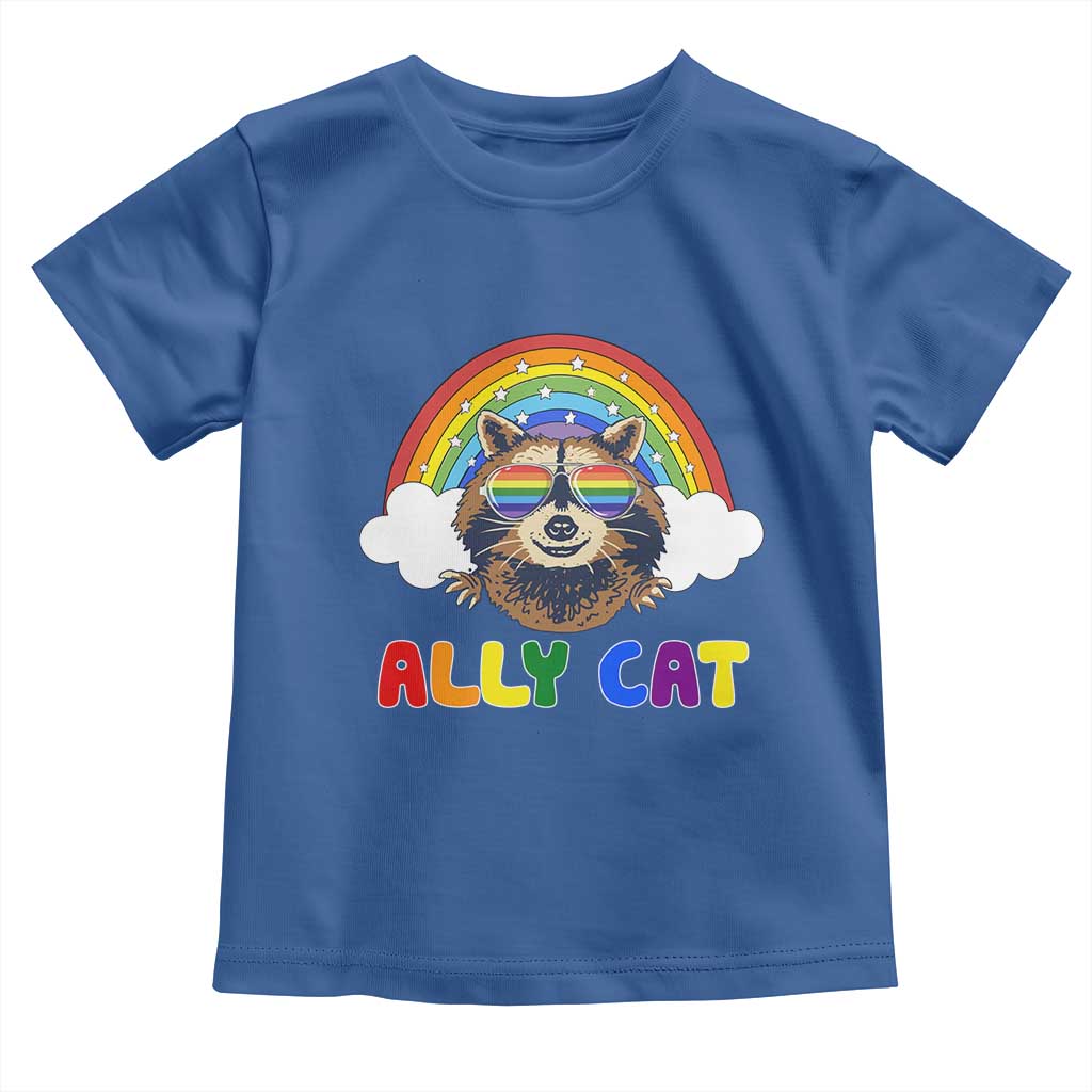 Ally Street Cat Rainbow Raccoon Toddler T Shirt Funny LGBTQ+ Pride Support