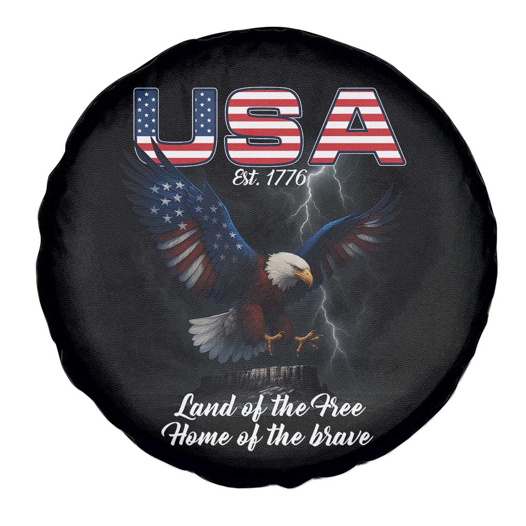 Bold Patriotic American Eagle Spare Tire Cover Land of the Free Home of the Brave Est 1776