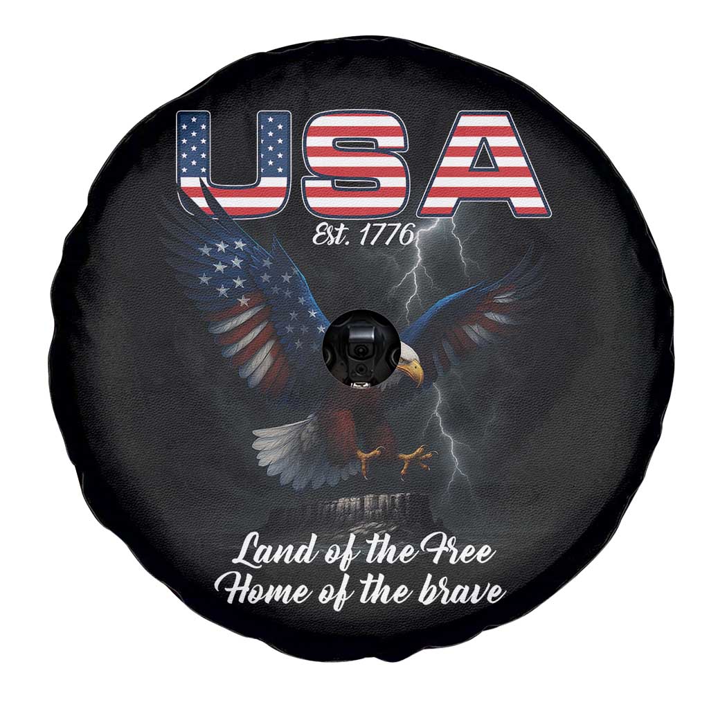 Bold Patriotic American Eagle Spare Tire Cover Land of the Free Home of the Brave Est 1776