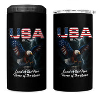 Bold Patriotic American Eagle 4 in 1 Can Cooler Tumbler Land of the Free Home of the Brave Est 1776