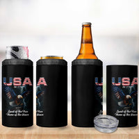 Bold Patriotic American Eagle 4 in 1 Can Cooler Tumbler Land of the Free Home of the Brave Est 1776