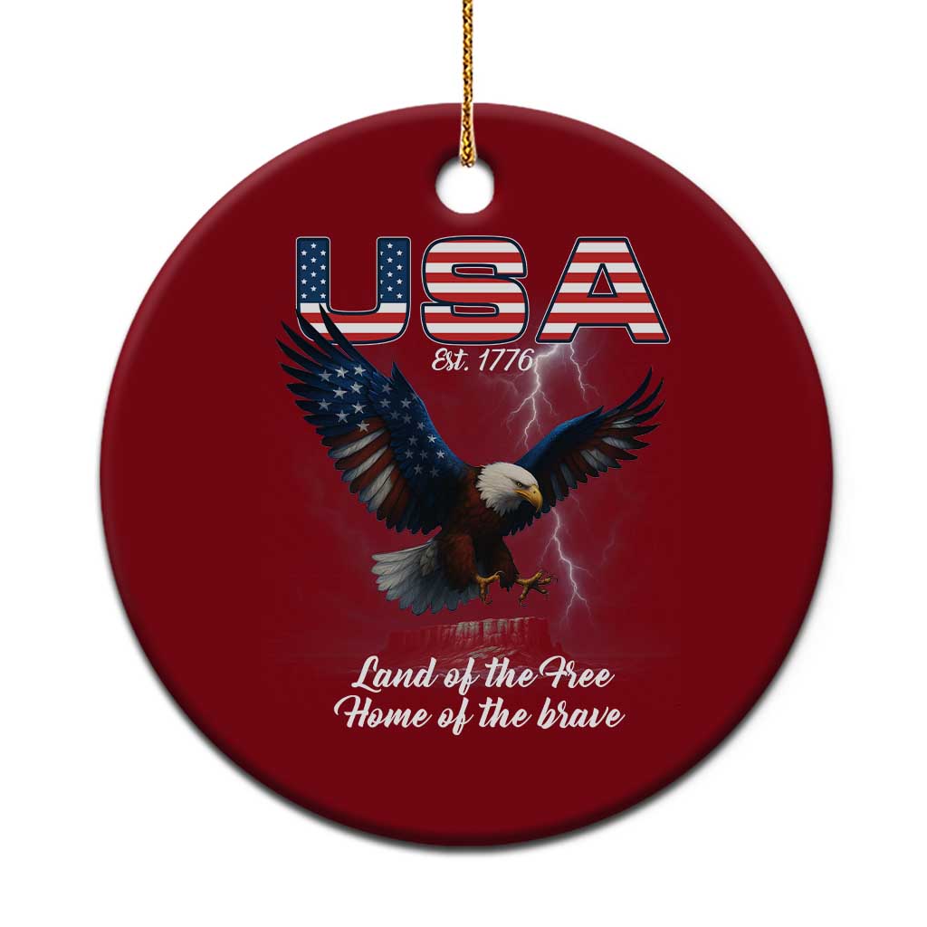 Bold Patriotic American Eagle Ceramic Ornament Land of the Free Home of the Brave Est 1776 - Wonder Print Shop