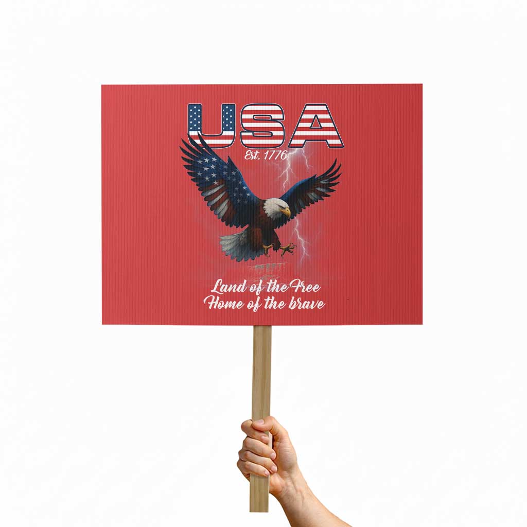 Bold Patriotic American Eagle Protest Sign Land of the Free Home of the Brave Est 1776 - Wonder Print Shop