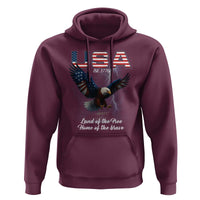Bold Patriotic American Eagle Hoodie Land of the Free Home of the Brave Est 1776