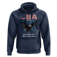 Bold Patriotic American Eagle Hoodie Land of the Free Home of the Brave Est 1776