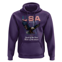 Bold Patriotic American Eagle Hoodie Land of the Free Home of the Brave Est 1776