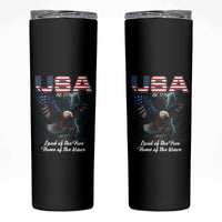 Bold Patriotic American Eagle Skinny Tumbler Land of the Free Home of the Brave Est 1776