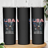 Bold Patriotic American Eagle Skinny Tumbler Land of the Free Home of the Brave Est 1776