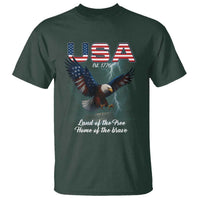 Bold Patriotic American Eagle T Shirt Land of the Free Home of the Brave Est 1776