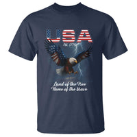 Bold Patriotic American Eagle T Shirt Land of the Free Home of the Brave Est 1776