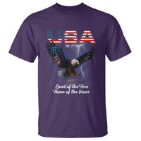Bold Patriotic American Eagle T Shirt Land of the Free Home of the Brave Est 1776