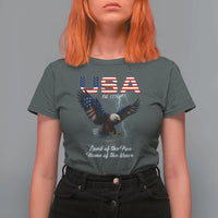 Bold Patriotic American Eagle T Shirt For Women Land of the Free Home of the Brave Est 1776