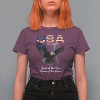 Bold Patriotic American Eagle T Shirt For Women Land of the Free Home of the Brave Est 1776