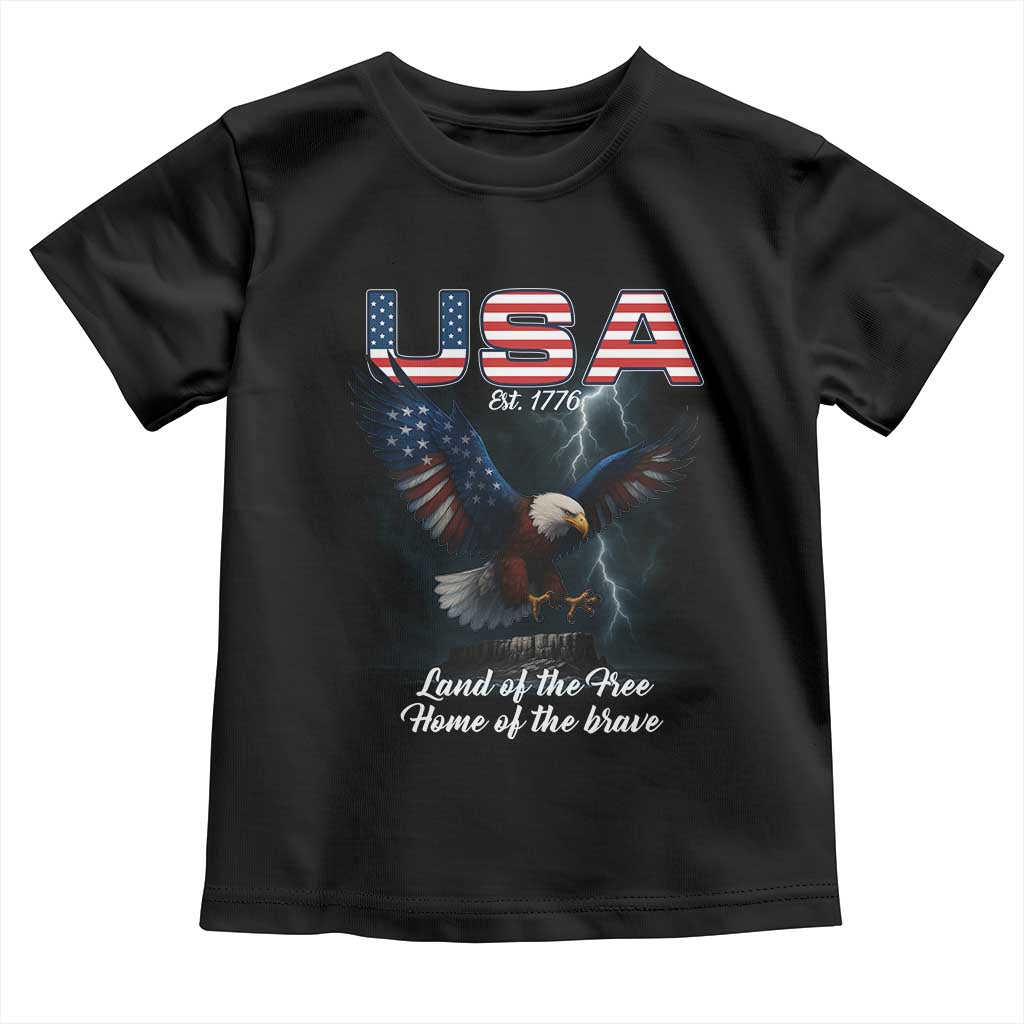 Bold Patriotic American Eagle Toddler T Shirt Land of the Free Home of the Brave Est 1776
