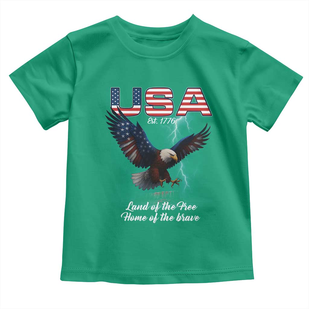 Bold Patriotic American Eagle Toddler T Shirt Land of the Free Home of the Brave Est 1776