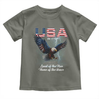 Bold Patriotic American Eagle Toddler T Shirt Land of the Free Home of the Brave Est 1776