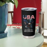 Bold Patriotic American Eagle Tumbler Cup Land of the Free Home of the Brave Est 1776
