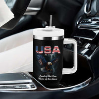 Bold Patriotic American Eagle Tumbler With Handle Land of the Free Home of the Brave Est 1776