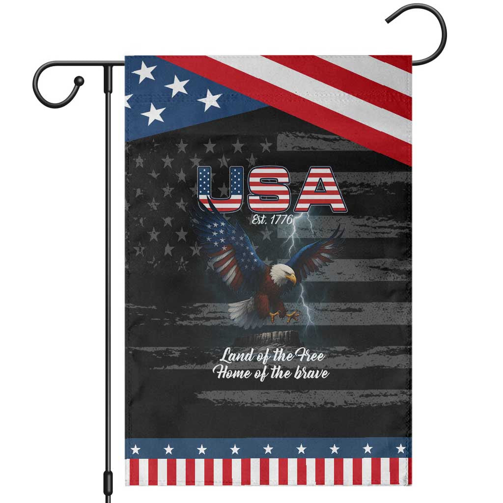 Bold Patriotic American Eagle Garden Flag Land of the Free Home of the Brave Est 1776