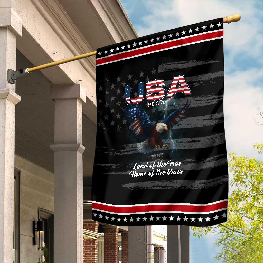 Bold Patriotic American Eagle Garden Flag Land of the Free Home of the Brave Est 1776