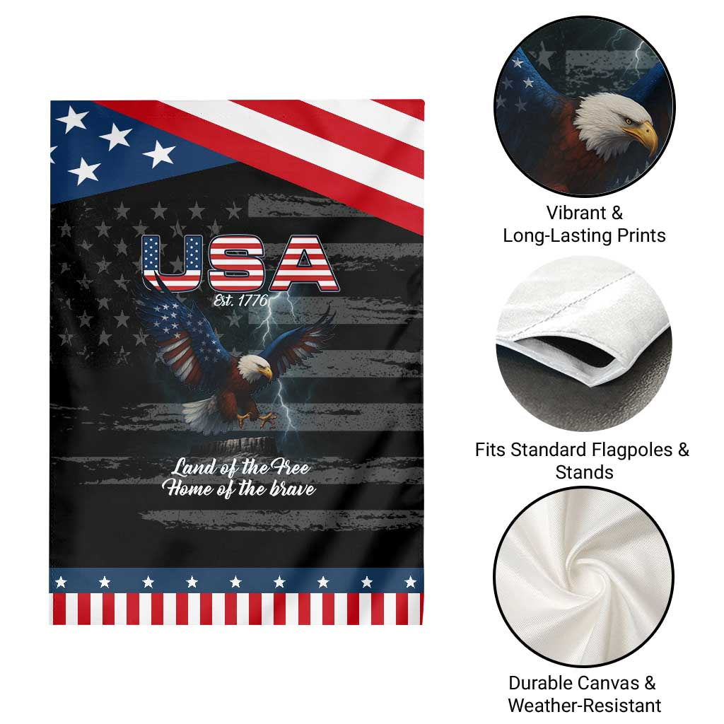 Bold Patriotic American Eagle Garden Flag Land of the Free Home of the Brave Est 1776